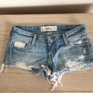 Hollister denim shorts with lace accents